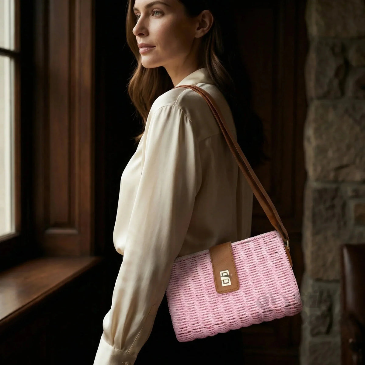 Braided Straw Shoulder Bag