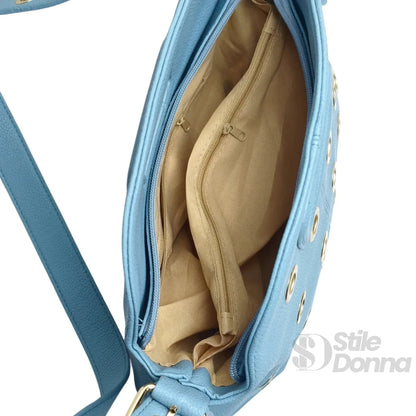 Bolso de hombro con ojales dorados