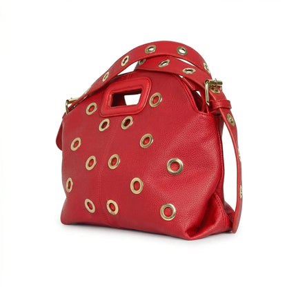 Bolso de hombro con ojales dorados