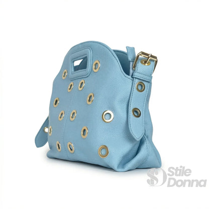 Bolso de hombro con ojales dorados