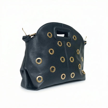 Bolso de hombro con ojales dorados
