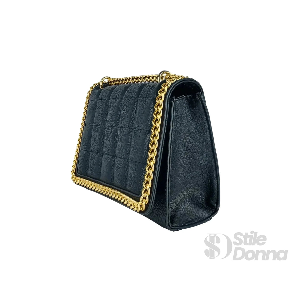 Bolsa Preta Matelassê com Corrente