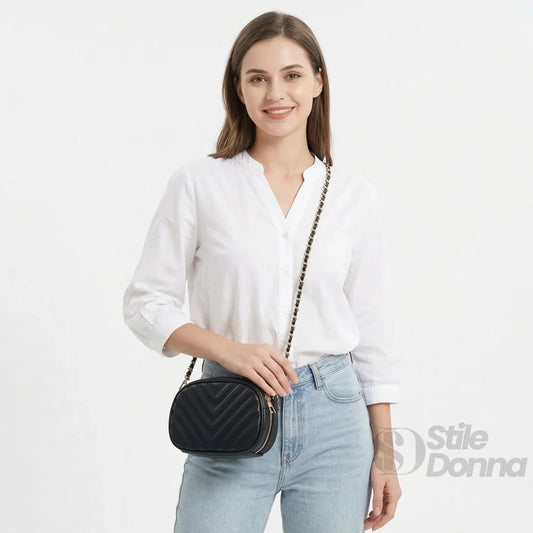 Quilted Oval Crossbody Bag