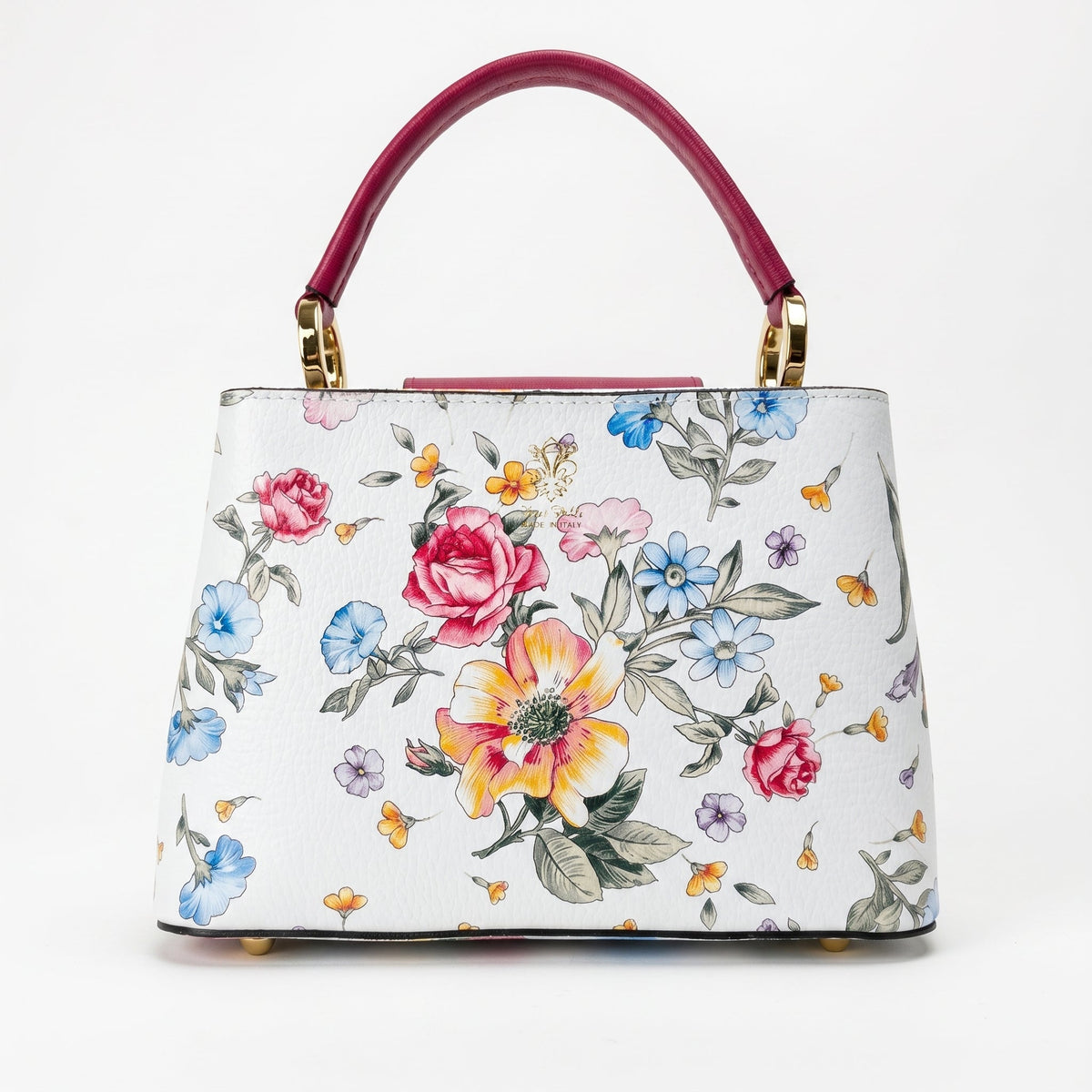 Sac bandoulière fleuri en cuir véritable