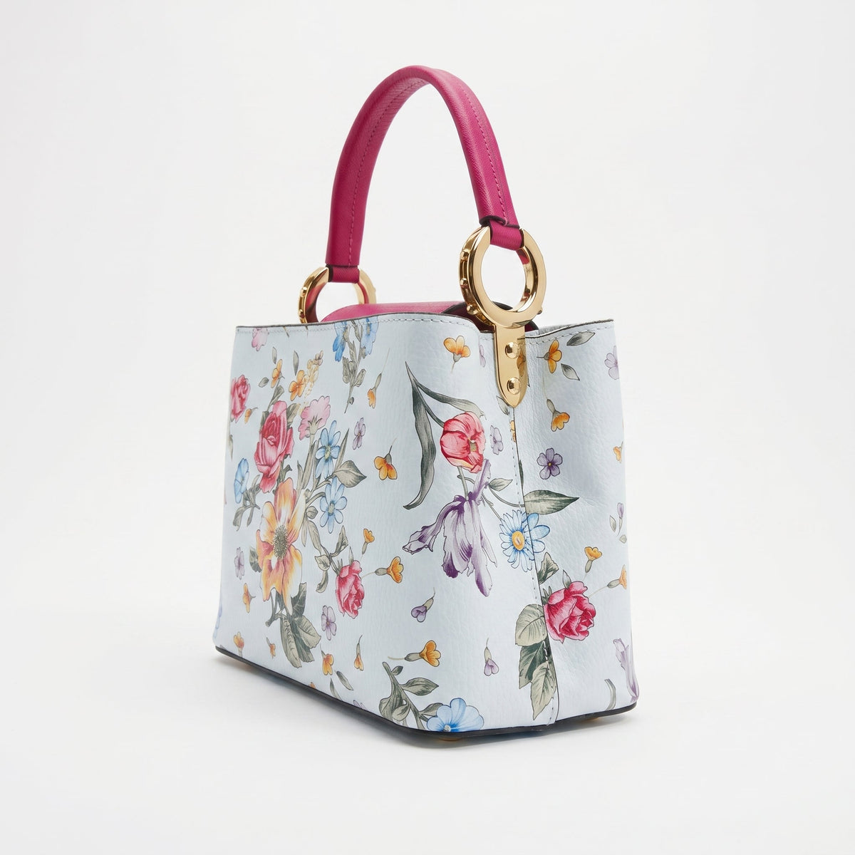 Sac bandoulière fleuri en cuir véritable