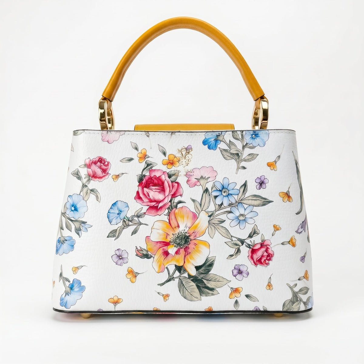 Sac bandoulière fleuri en cuir véritable