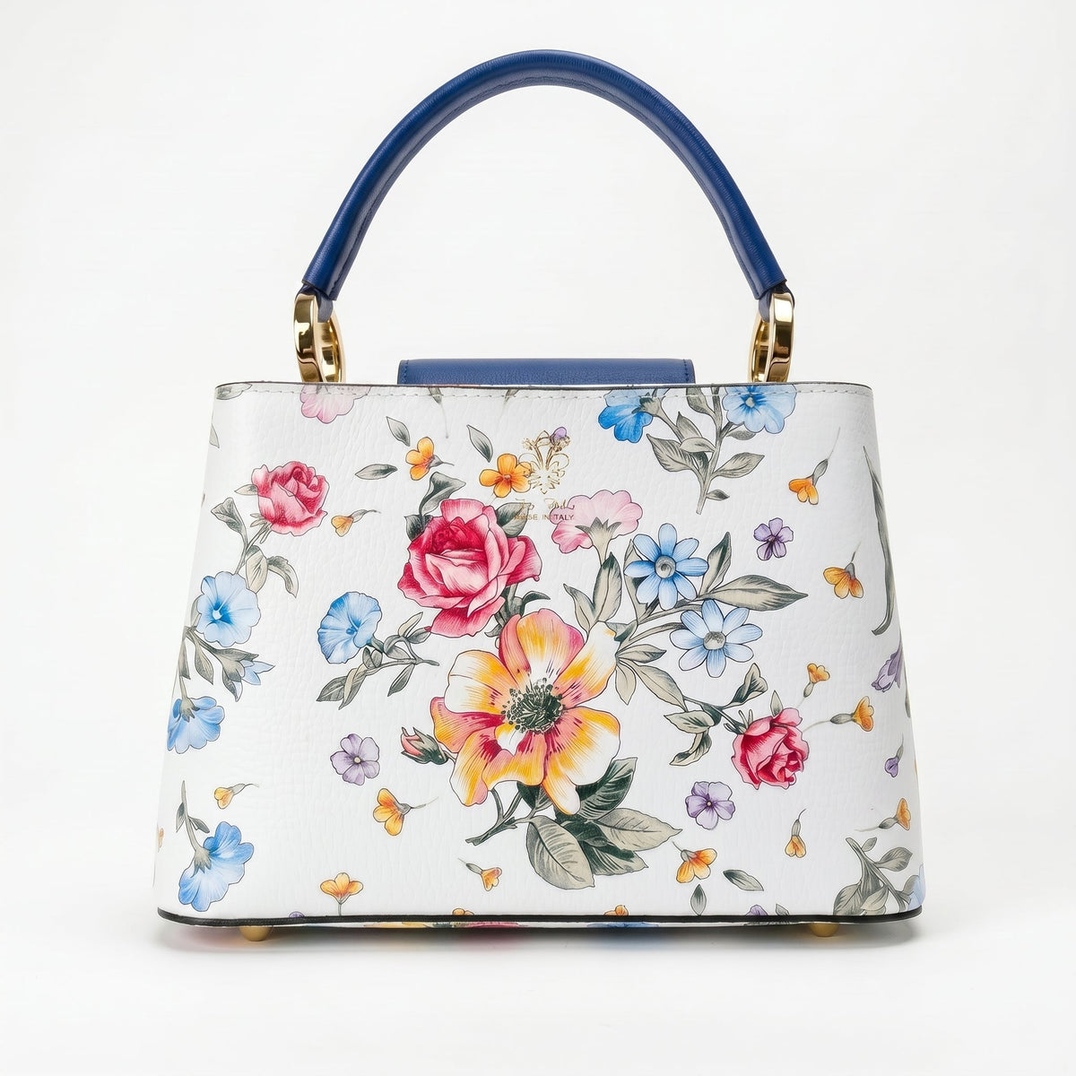 Sac bandoulière fleuri en cuir véritable