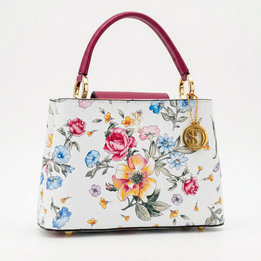 Genuine Leather Floral Crossbody Bag
