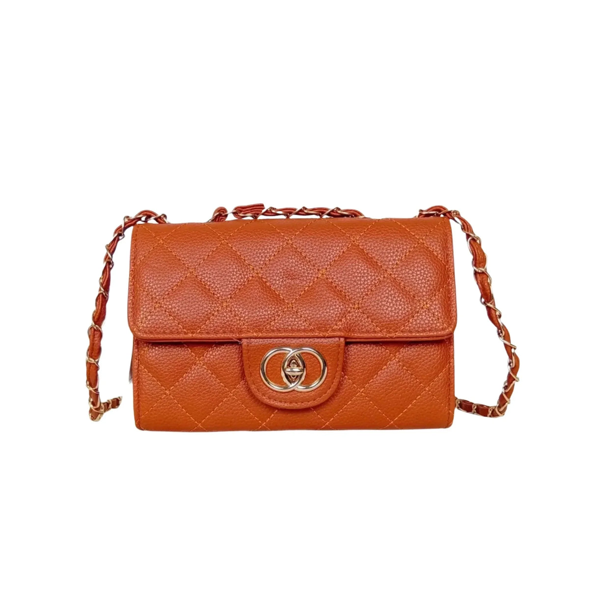 Borsa a Tracolla Marrone Catena Oro