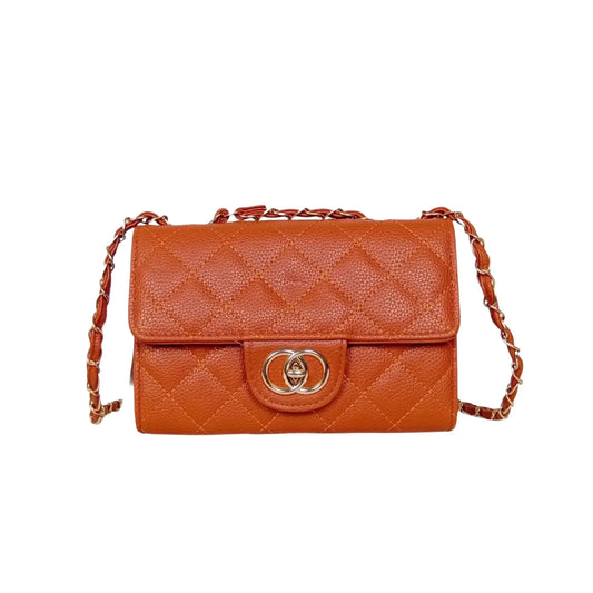 Brown Crossbody Bag with Gold Chain