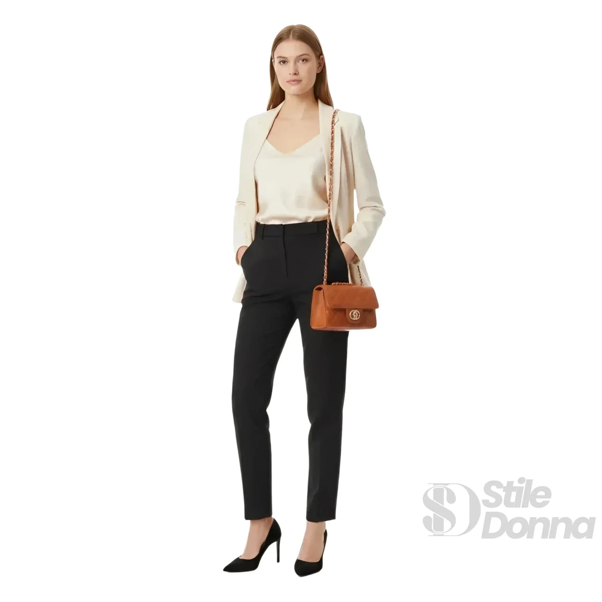Borsa a Tracolla Marrone Catena Oro