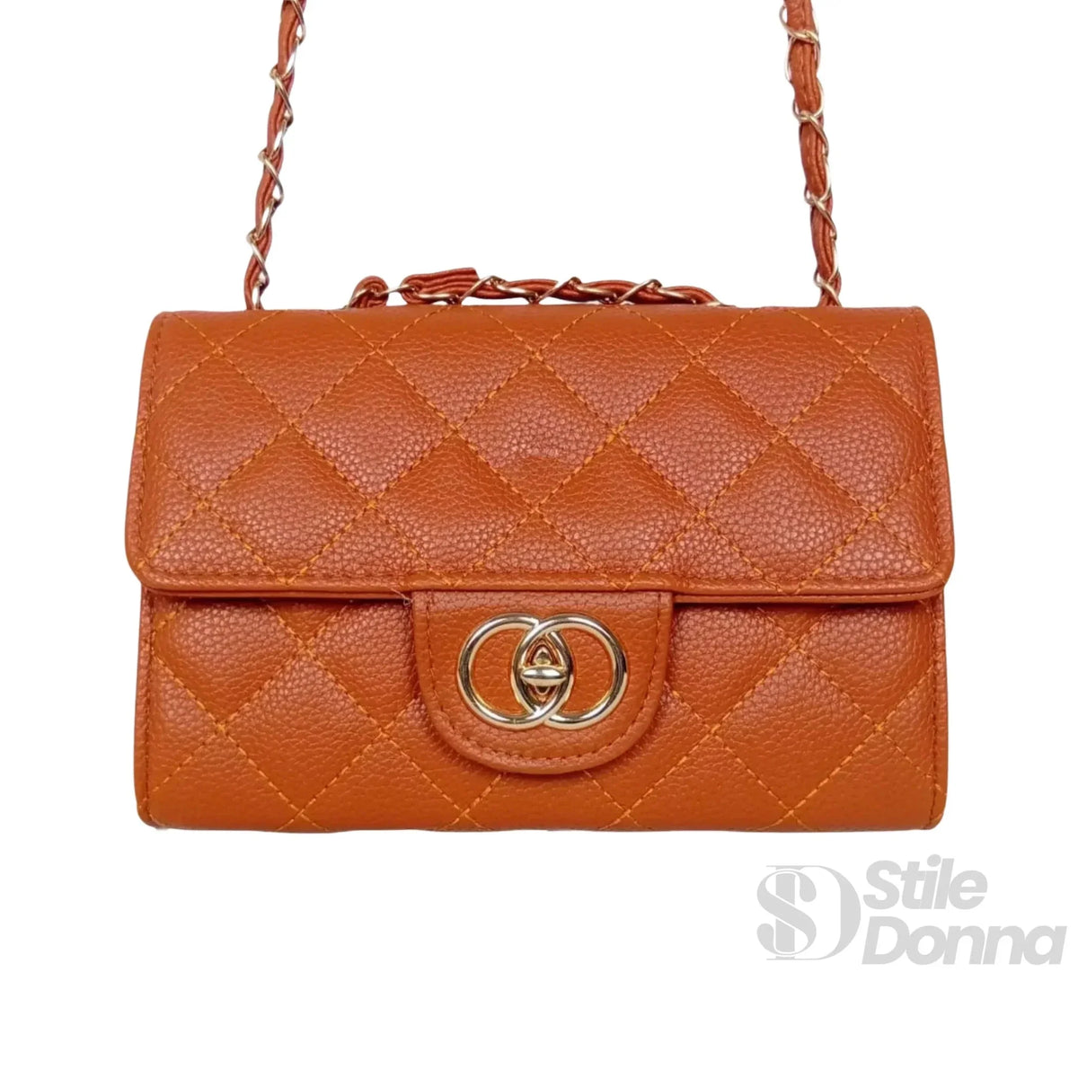 Borsa a Tracolla Marrone Catena Oro