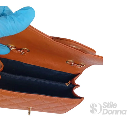 Borsa a Tracolla Marrone Catena Oro