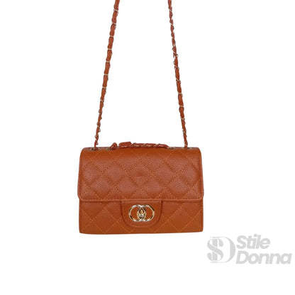Borsa a Tracolla Marrone Catena Oro