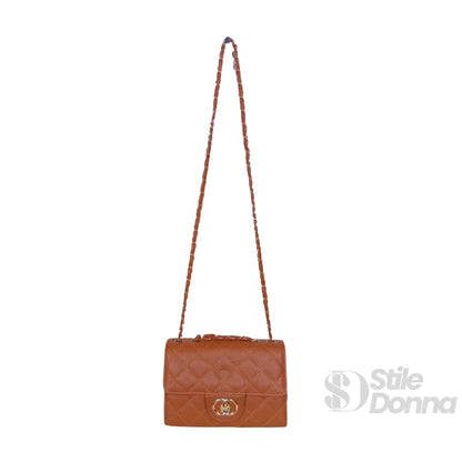 Borsa a Tracolla Marrone Catena Oro
