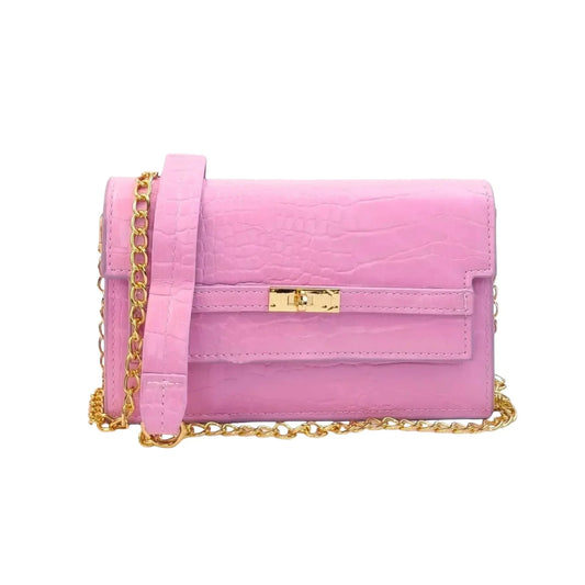 Pink Crocodile-Effect Bag
