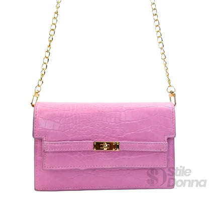 Pink Crocodile-Effect Bag