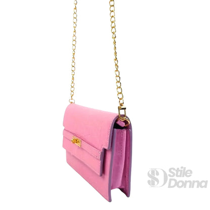 Pink Crocodile-Effect Bag