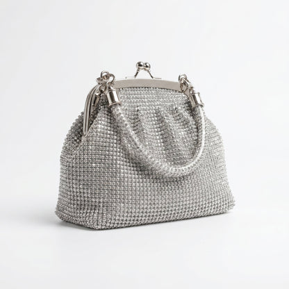 Borsa da Sera in Mesh di Strass Argento