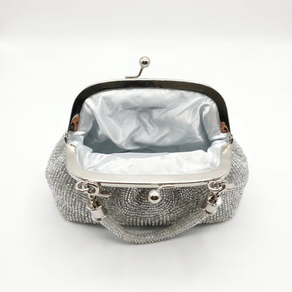 Borsa da Sera in Mesh di Strass Argento