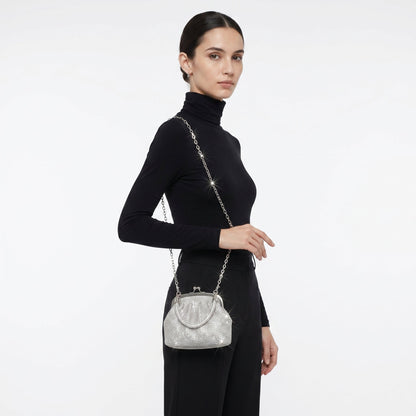 Borsa da Sera in Mesh di Strass Argento