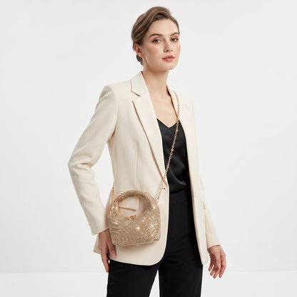Abendtasche aus goldenem Strass-Mesh