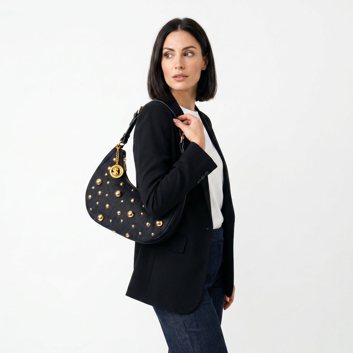 Bolso de denim con correa extraíble