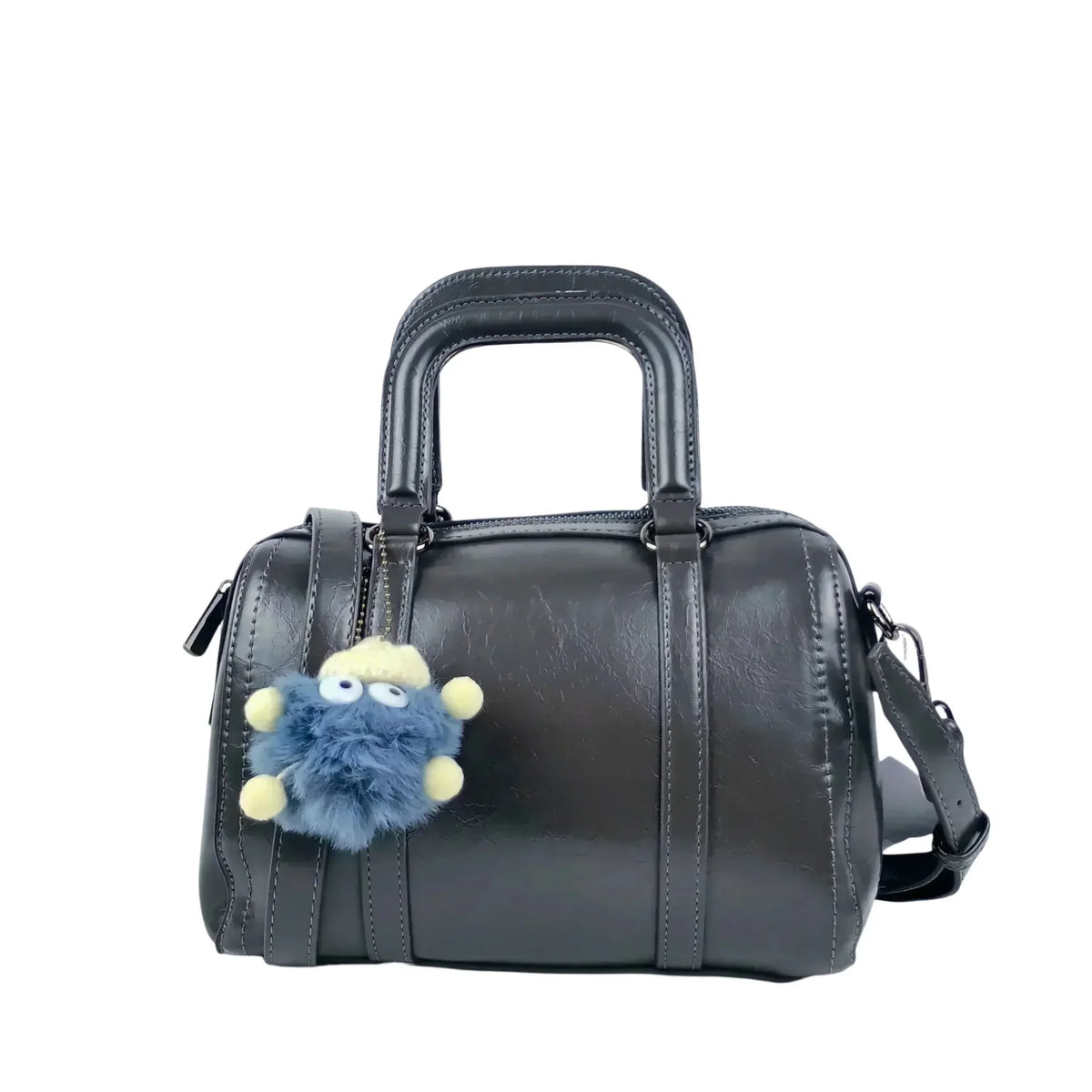 Tasche aus dunkelgrauem Kunstleder