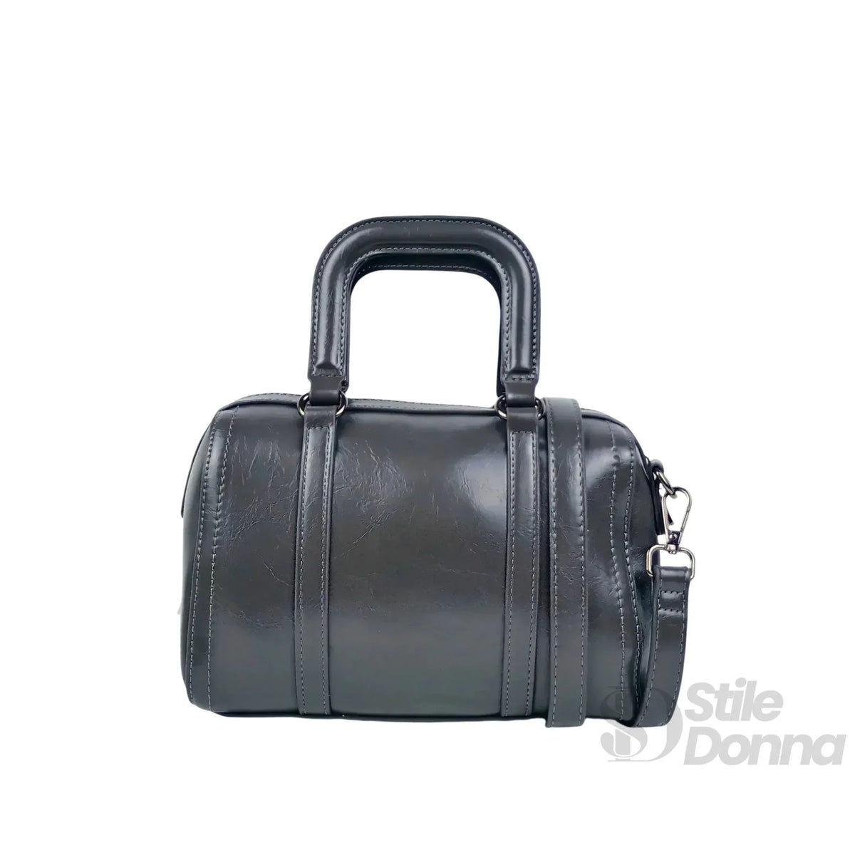 Tasche aus dunkelgrauem Kunstleder