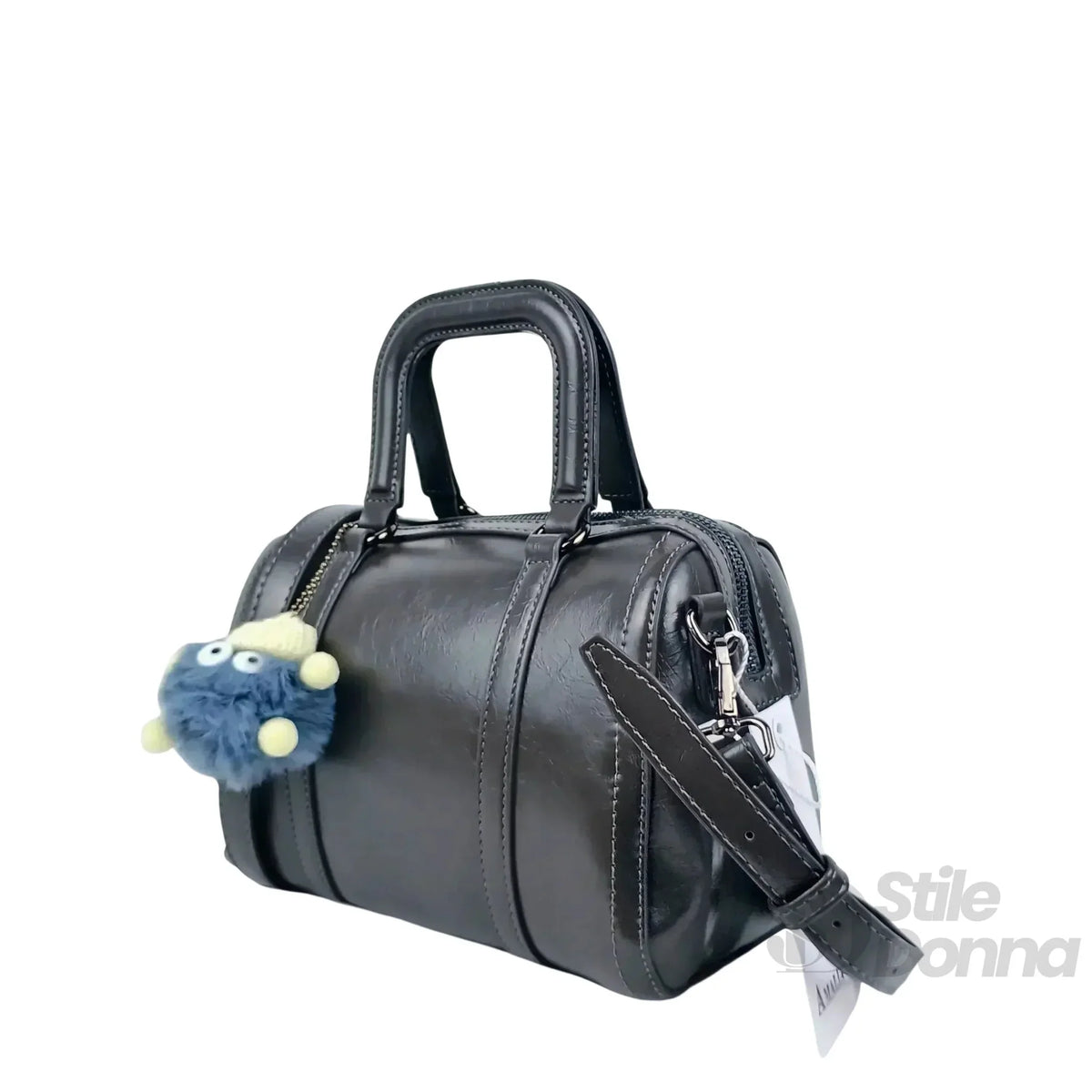 Tasche aus dunkelgrauem Kunstleder