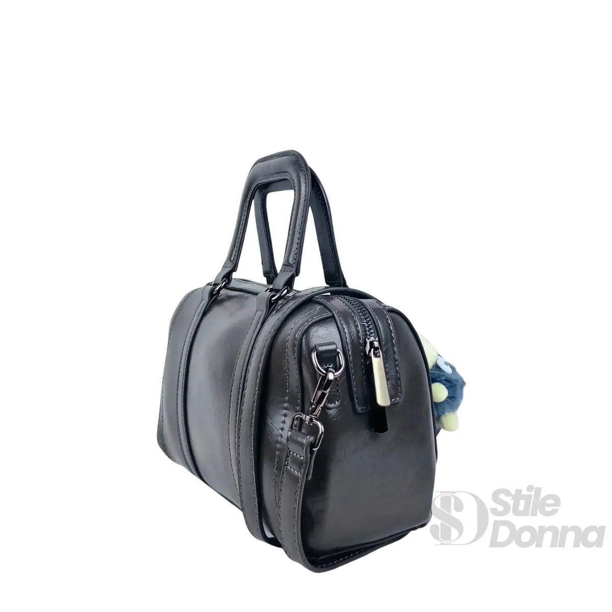 Tasche aus dunkelgrauem Kunstleder