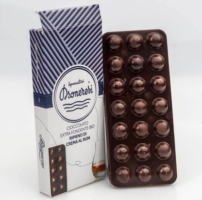 Droneretta – Zartbitterschokoladentafel mit Rumfüllung – 90 g