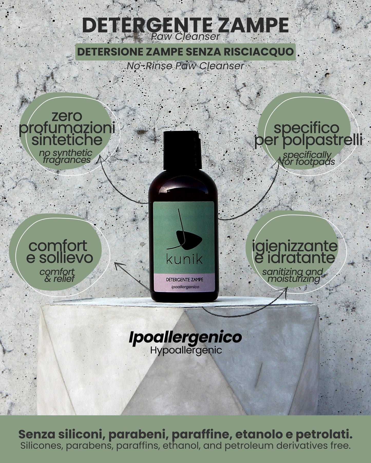 Detergente hipoalergénico para patas y pelo