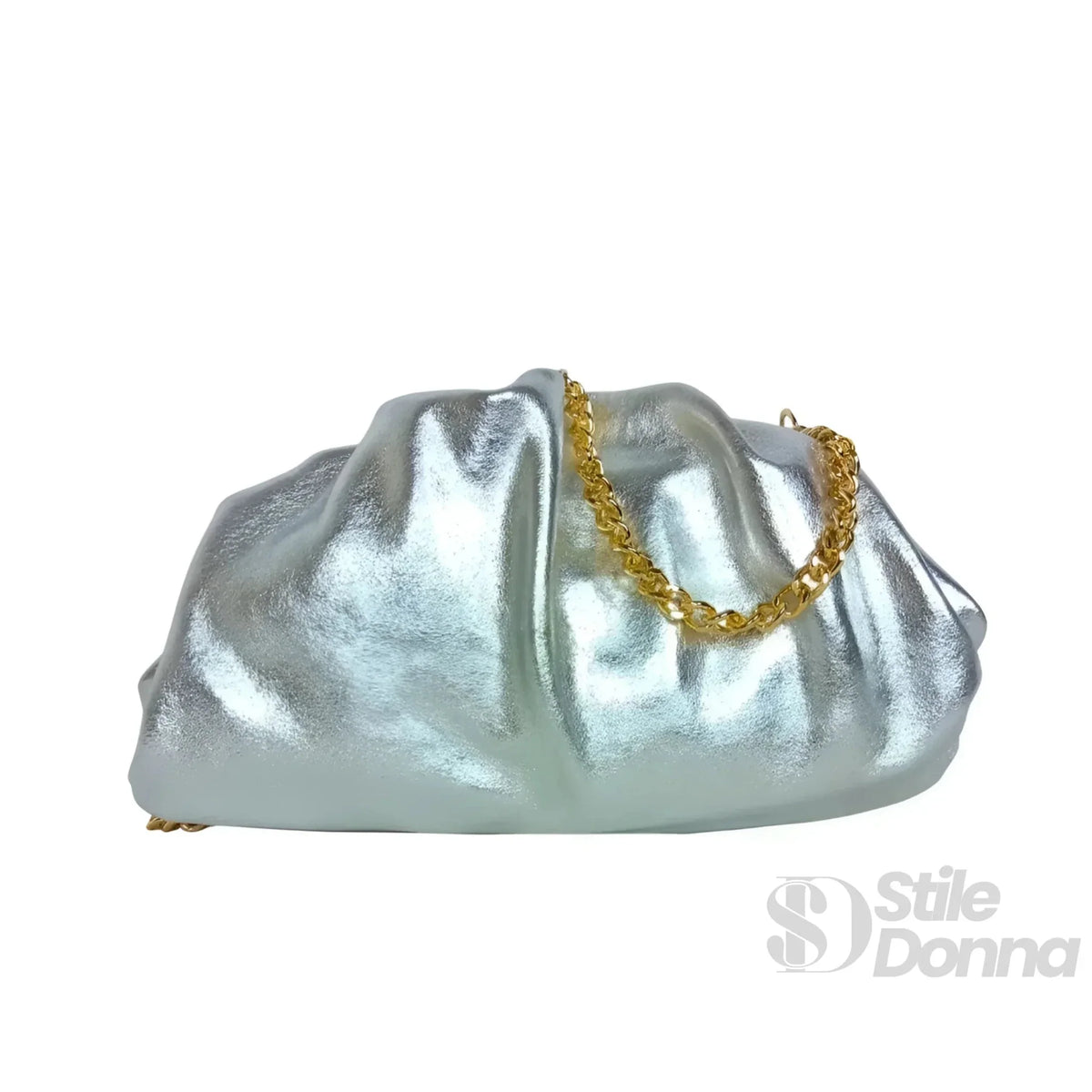 Romola Metallic-Clutch aus echtem Leder