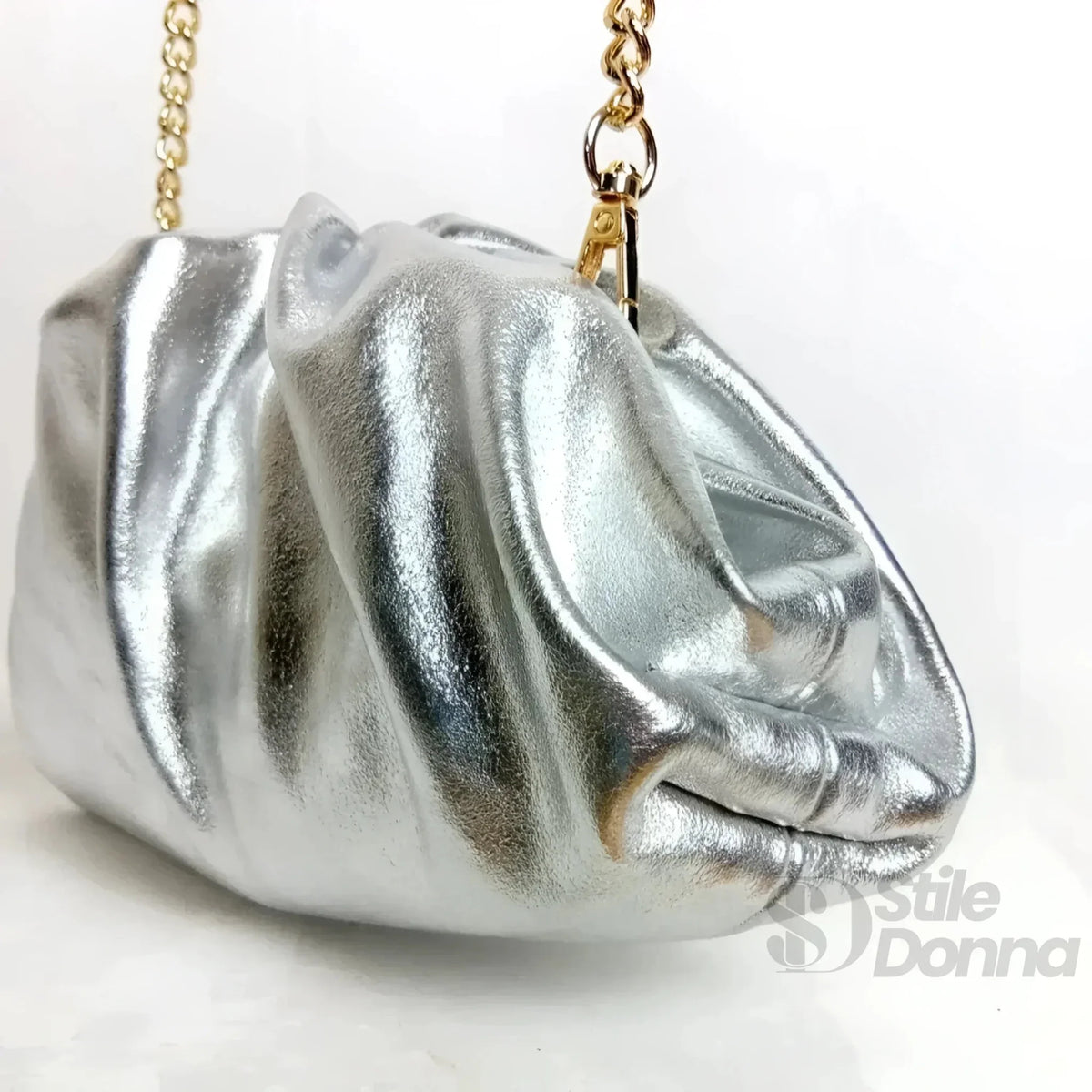 Romola Metallic-Clutch aus echtem Leder