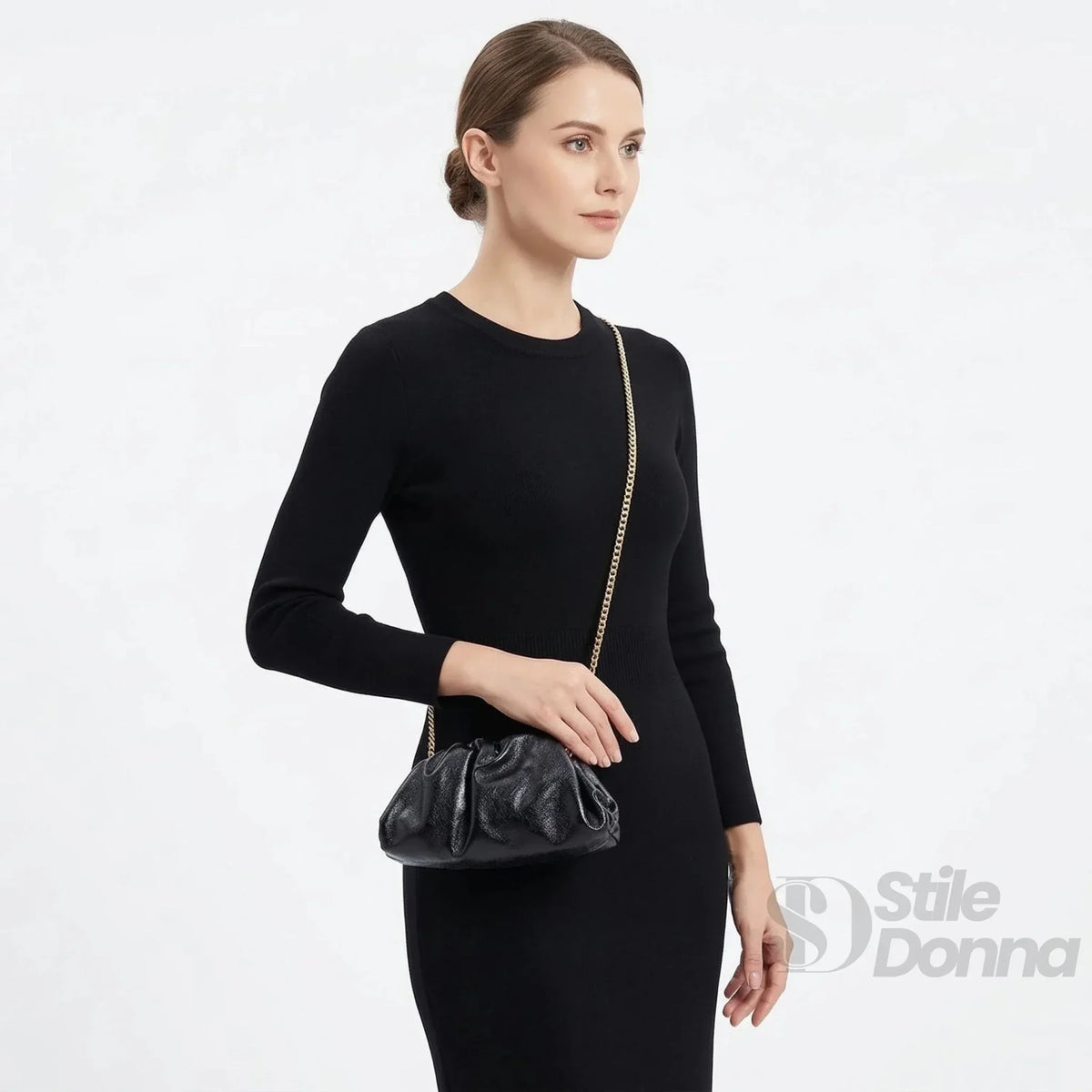 Romola Metallic-Clutch aus echtem Leder