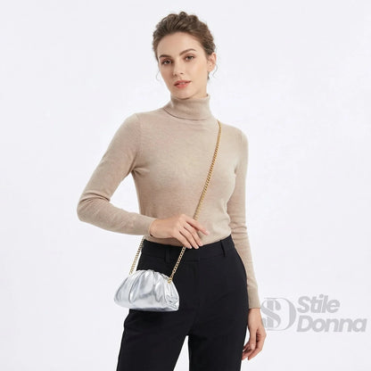 Romola Metallic-Clutch aus echtem Leder