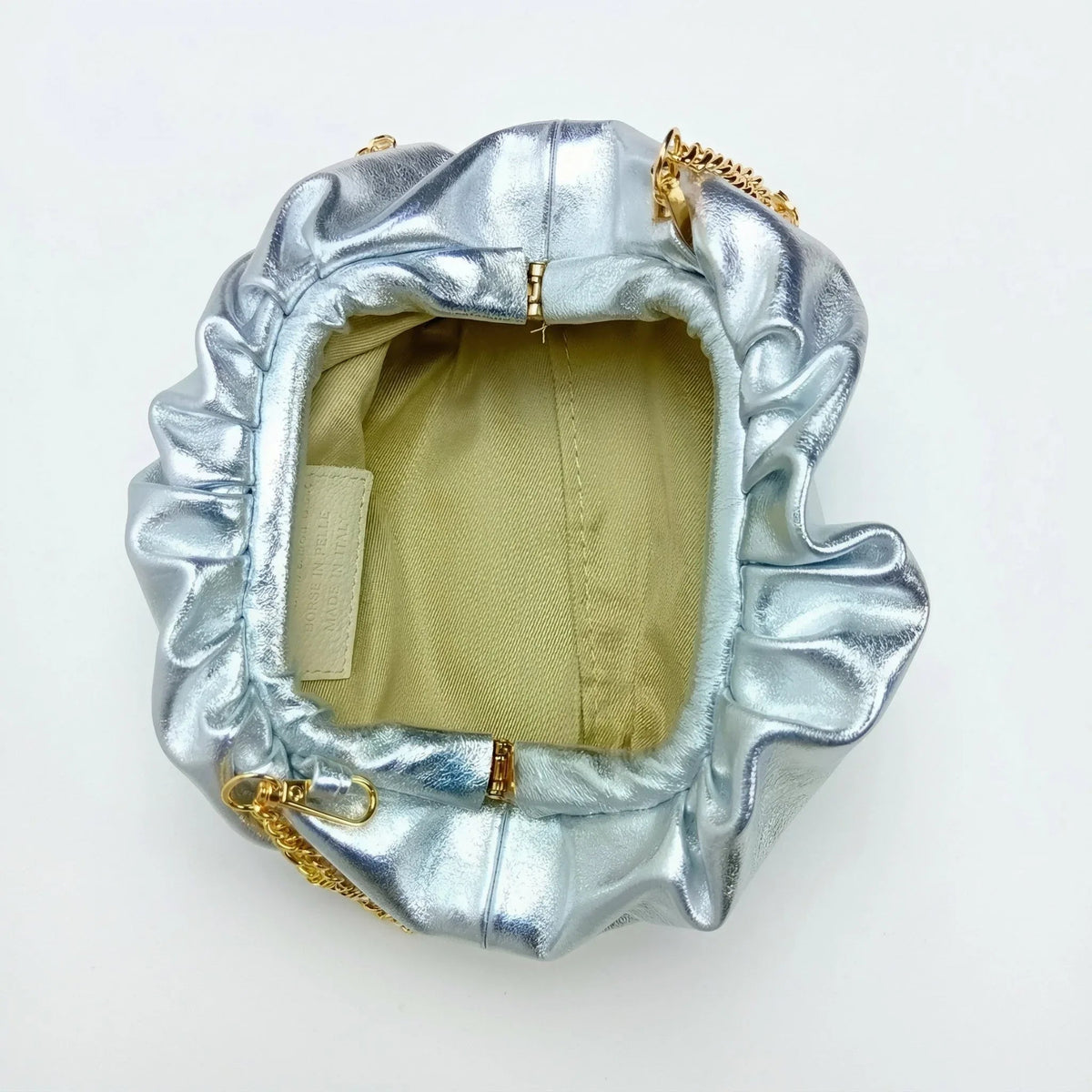 Romola Metallic-Clutch aus echtem Leder