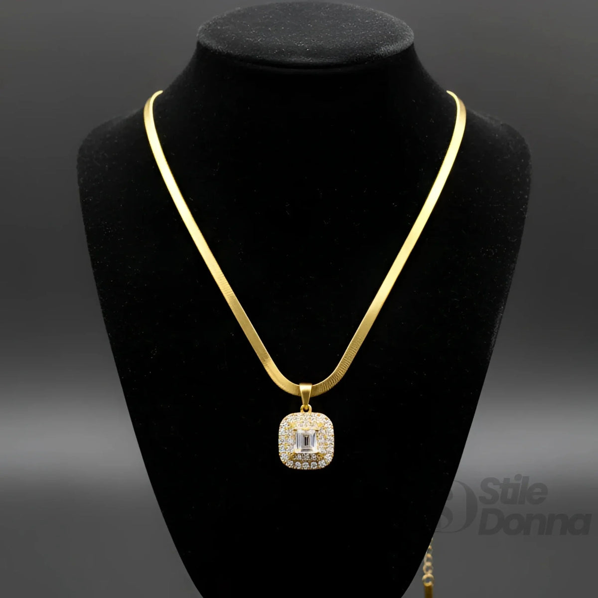 Collana Herringbone Oro con Iniziale