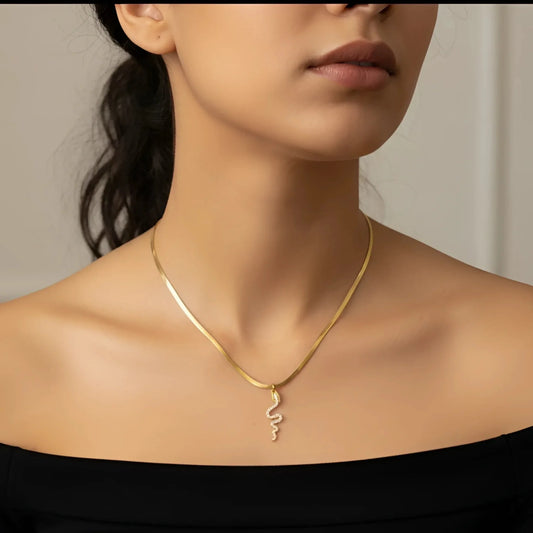Necklace with Crystal Snake Pendant