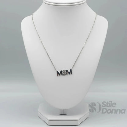 Collier pendentif MOM en métal doré