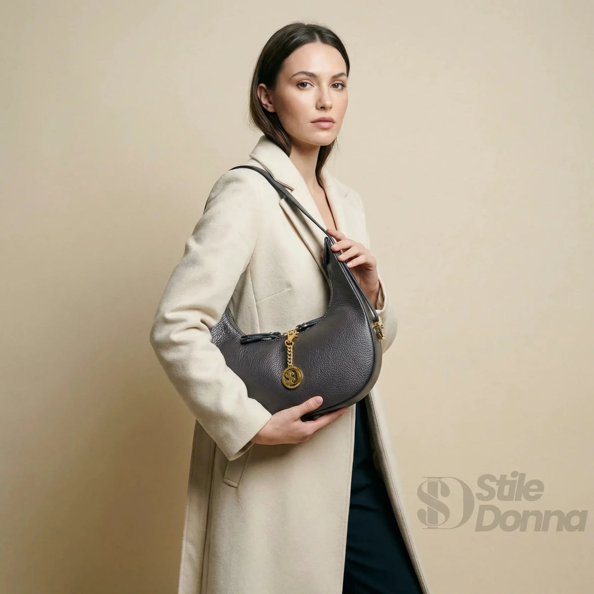 Bolsa hobo Elite de couro legítimo