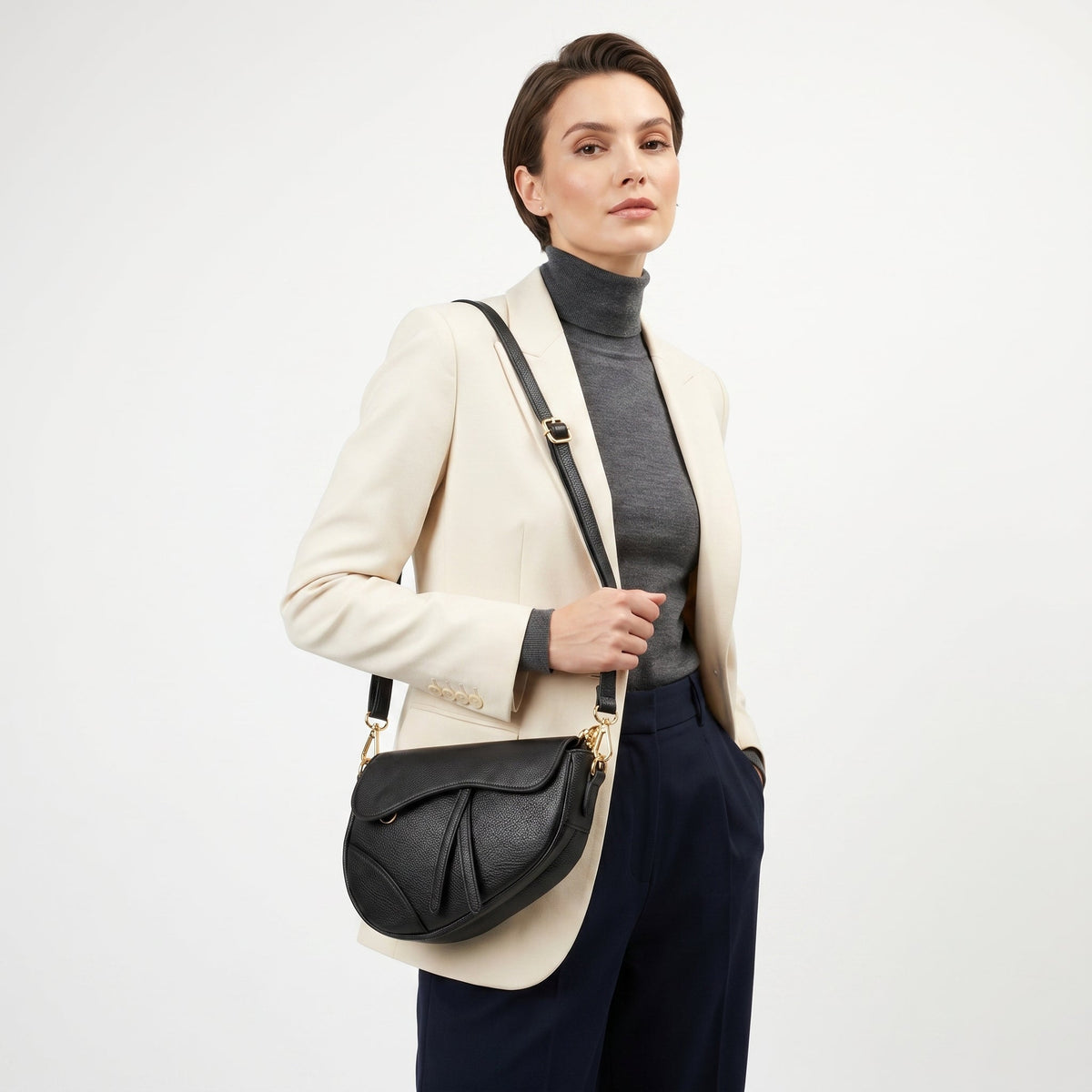 Bolsa transversal Eliza de couro legítimo