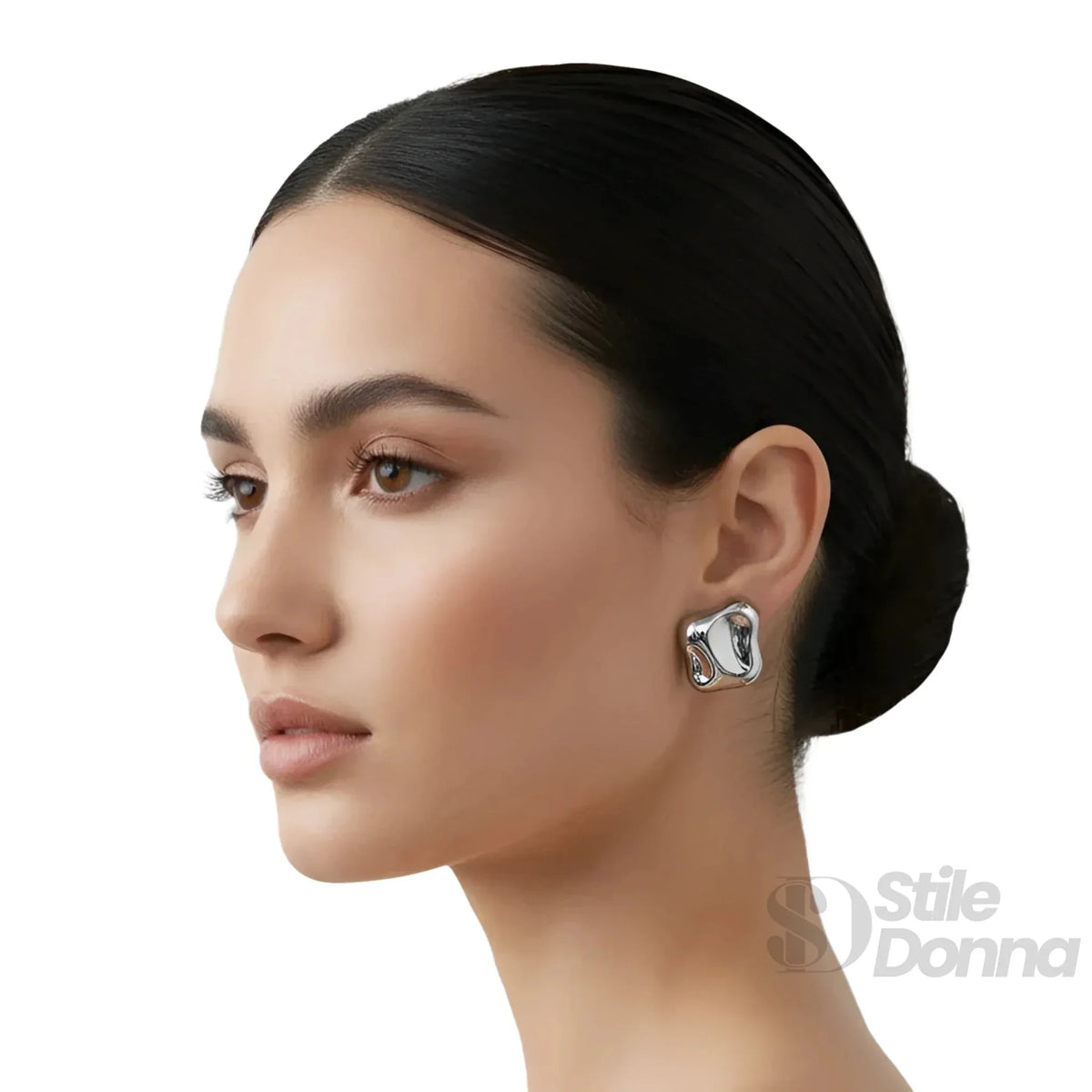 Fluid Wave Orecchini a Perno in Argento