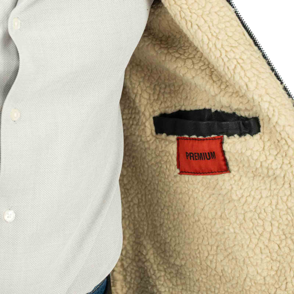 Bikerjacke aus echtem schwarzem Leder, schwarzes Innenfutter, Herren-Slim-Fit, Lammfellstil, Kragen mit Schnalle, Rindway