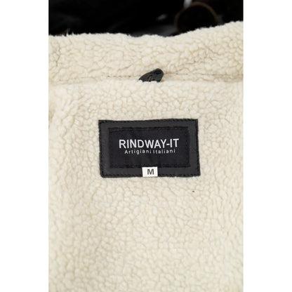 Slim-Manteljacke aus echtem schwarzem Leder für Herren mit großen Taschen im Lammfellstil und abnehmbarer Kapuze Rindway