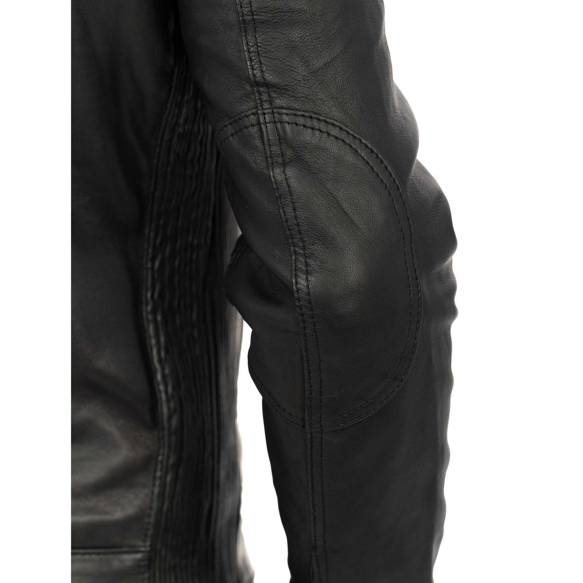 Blouson biker homme slim en véritable cuir noir avec fermeture principale à glissière et rabat Rindway