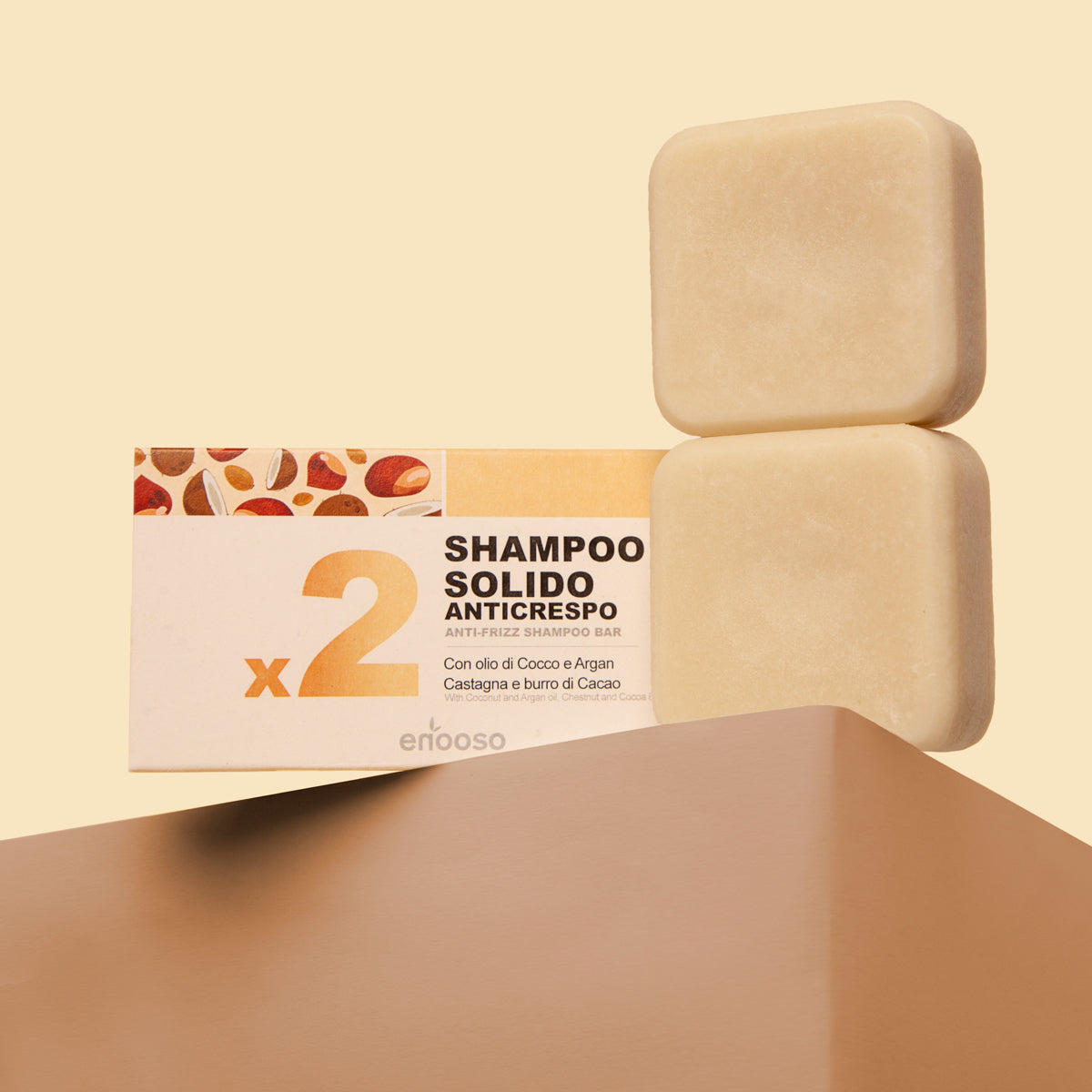 Festes Anti-Frizz-Shampoo für trockene oder lockige Haare x2