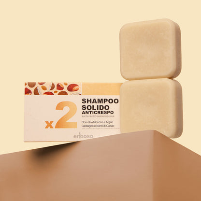 Festes Anti-Frizz-Shampoo für trockene oder lockige Haare x2