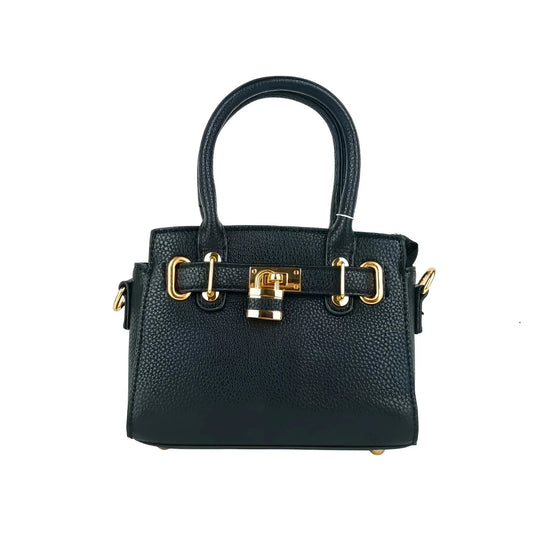 Faux Leather Mini Bag with Gold Finishes